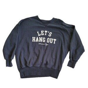 American Eagle Sweatshirt Mens Gray Embroidery Medium Skateboarding